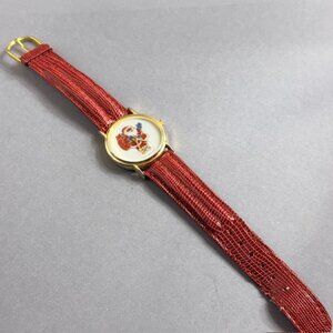 Vintage Santa Claus Christmas Swiss Watch Wristwatch Gift Retro Holiday Sparkle